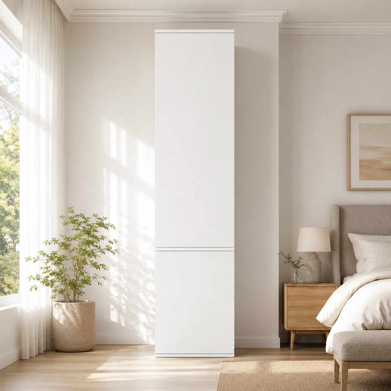 Flieks Hochschrank schmaler Badkommode 6 Ebenen Multifunktionsschrank mit 2 Türen (B47xT50xH200 cm, 1-St., Schrank für Schlafzimmer, Wohnzimmer, Esszimmer, Arbe – Bild 3 von 5
