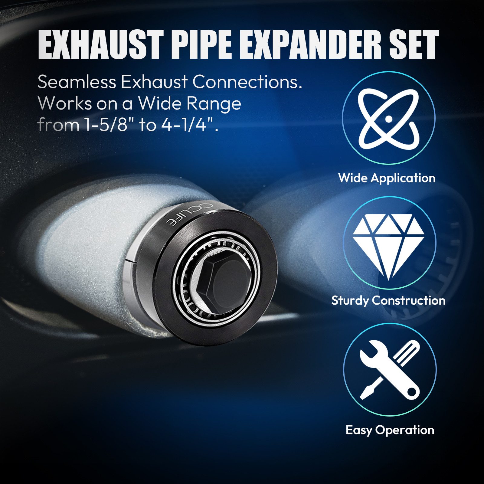 CCLIFE Montagewerkzeug Auspuffrohr-Expander Professional Rohrspreizer für Endrohre 7tlg, (7-tlg)