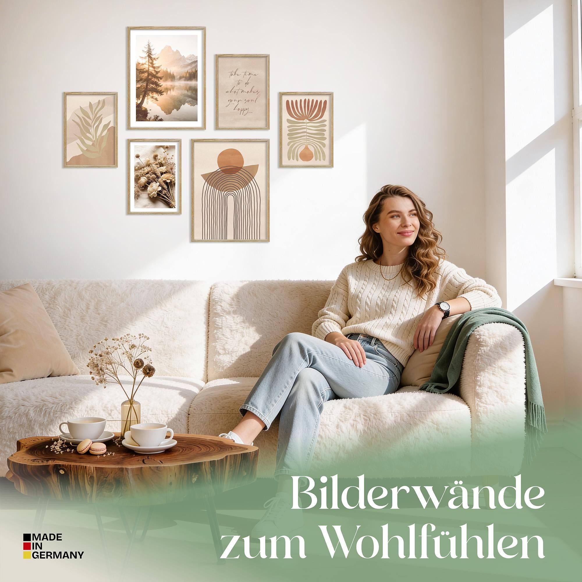 ARTFAVES Bilder-Collage Poster Set Abstract Boho I mehrteilige Bilderwand I Wandbilder Boho, (Wandbilder modern, 6 St)