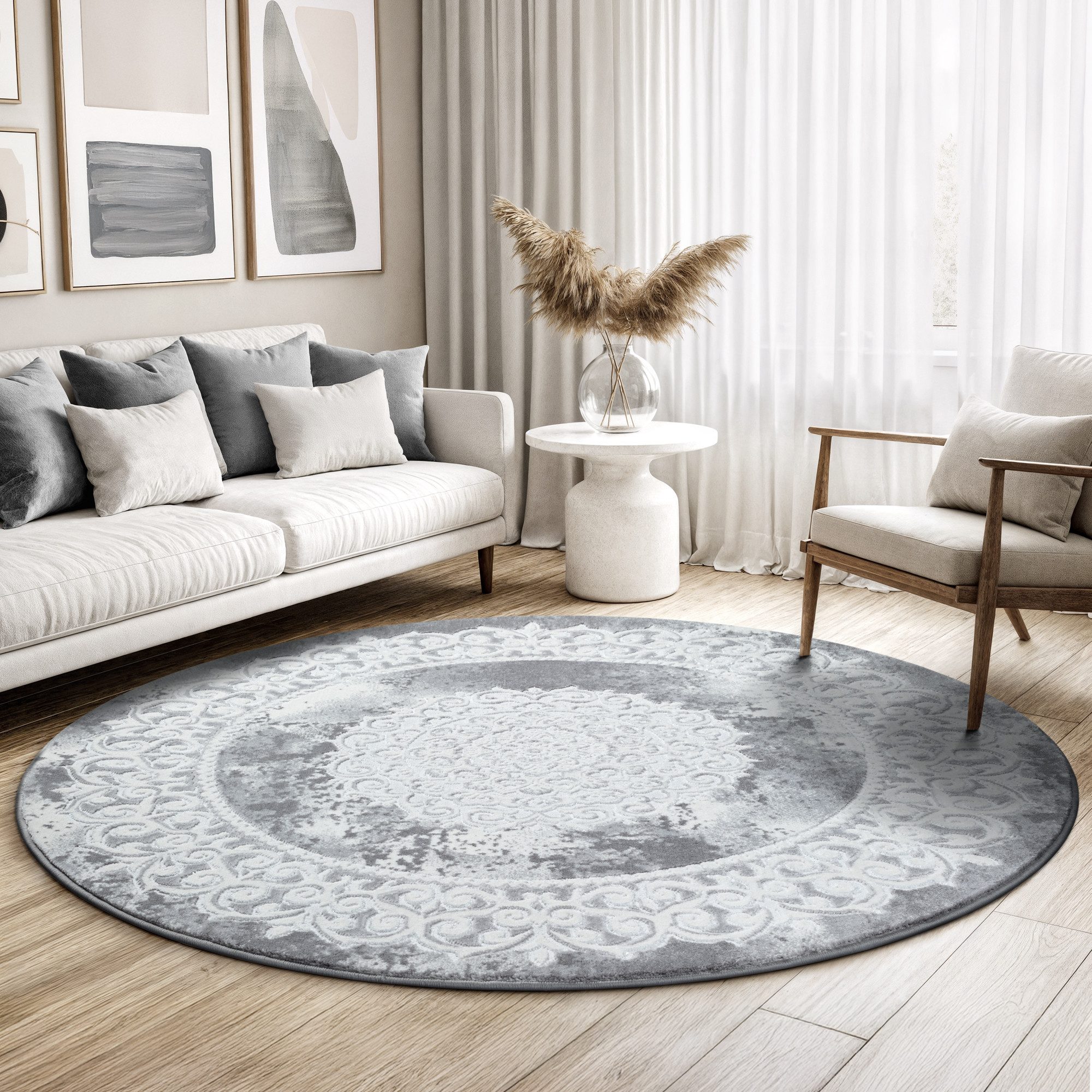 Sanat Teppich Harmony 3205, auch als Läufer und rund, rund, Höhe: 12 mm, Wohnzimmer, Kurzflor, modern, Orient Optik, Schlafzimmer