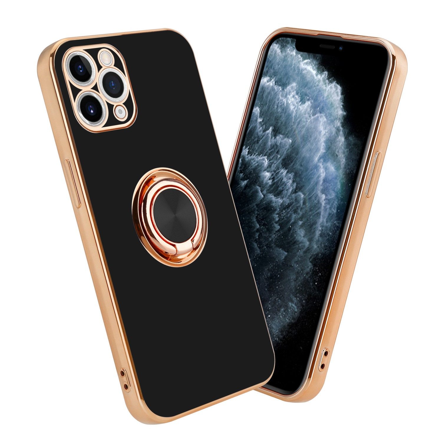 Cadorabo Handyhülle Apple iPhone 11 PRO Apple iPhone 11 PRO, Schutzhülle - TPU Silikon Hülle - mit Kameraschutz und Ring