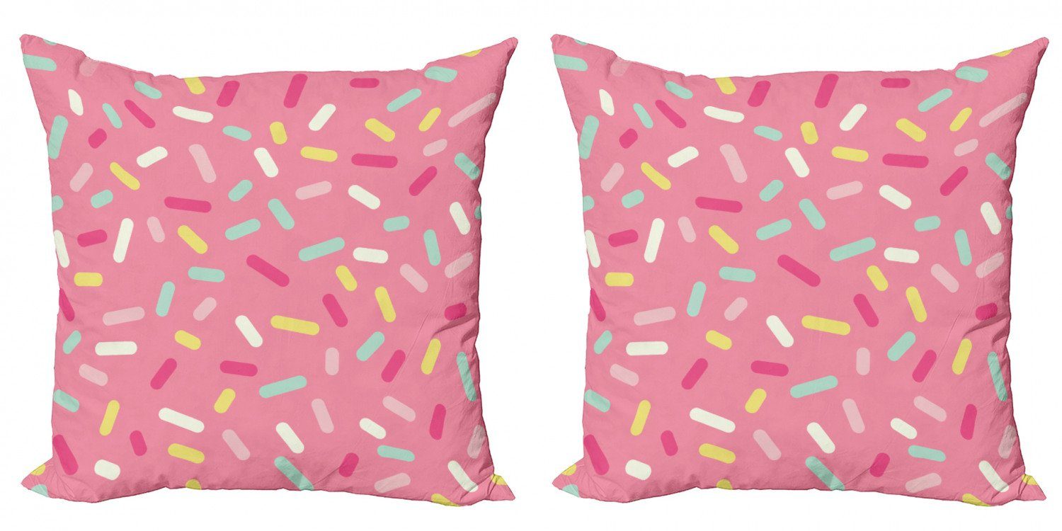 Kissenbezüge Modern Accent Doppelseitiger Digitaldruck, Abakuhaus (2 Stück), Pink und Weiß Donut Sprinkles
