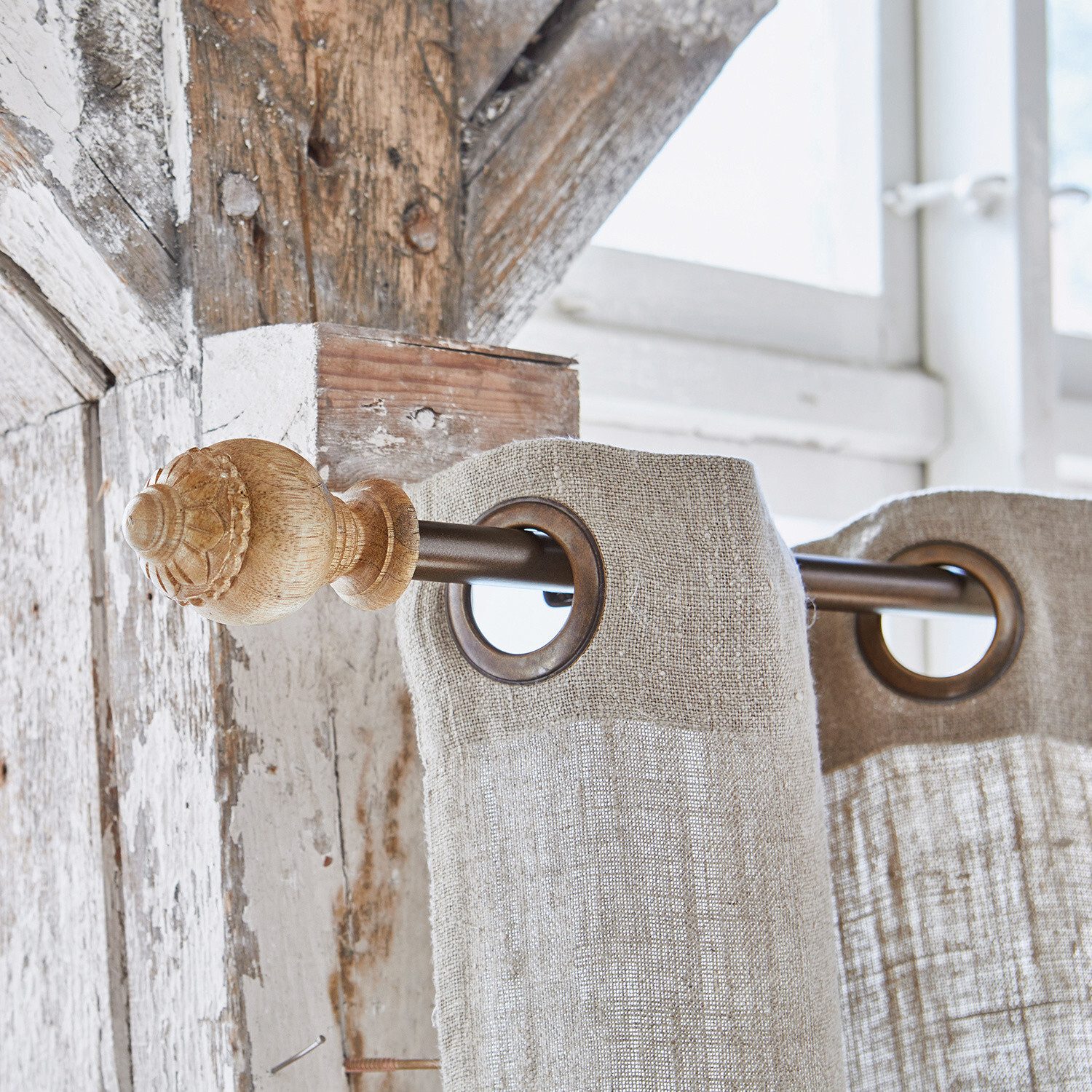 Mirabeau Gardinenstange Gardinenstange Trangé antikbraun, Ø 50 mm, Eisen, Knauf: Mangoholz (mangifera indica), Mangoholz (mangifera indica)