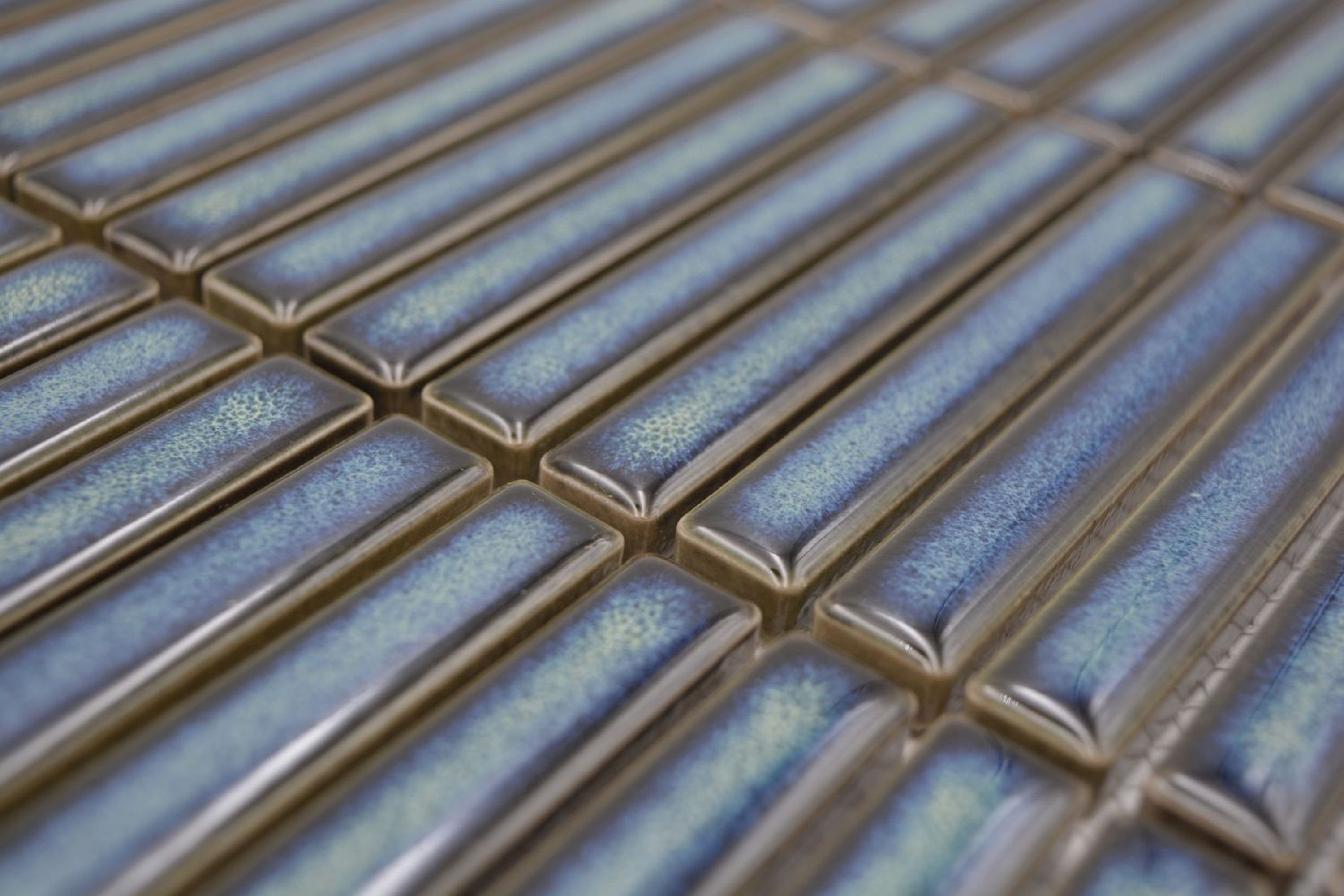 Mosani Mosaikfliesen Keramikmosaik Mosaikfliesen grün glänzend