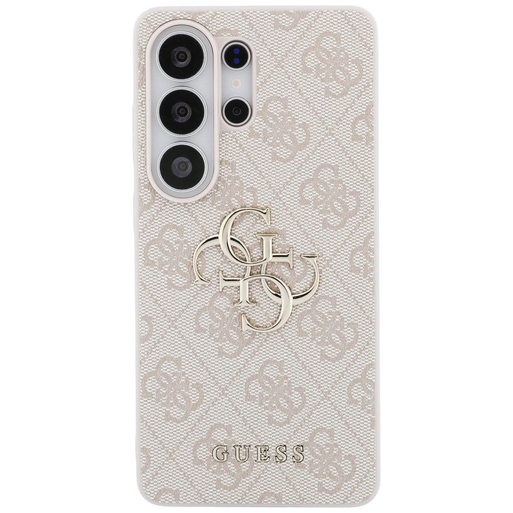 Guess Handyhülle Hülle rosa Galaxy S26 Ultra Kunstleder Big Logo goldfarben Metall 6,9 Zoll, Kantenschutz