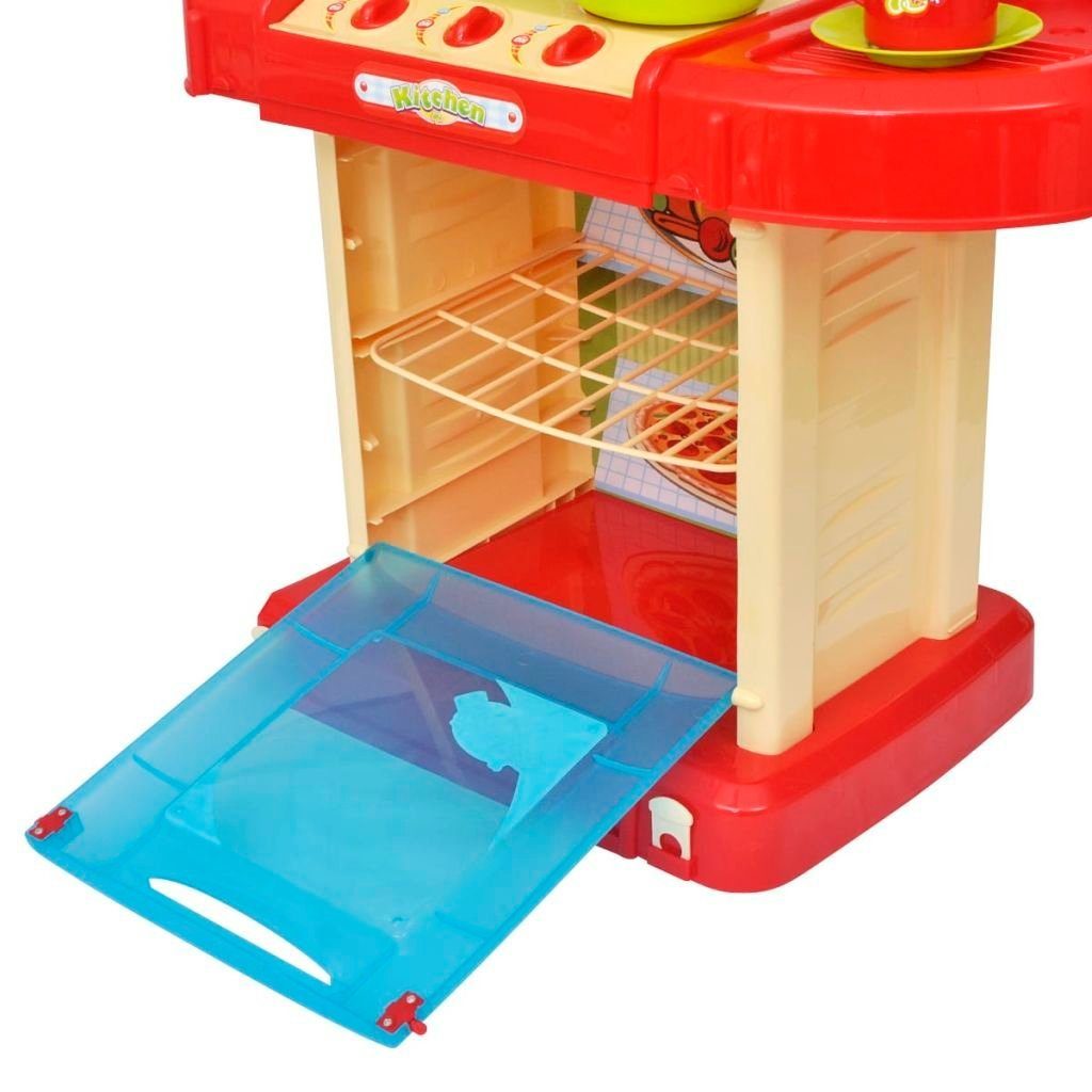 red Licht- Kinder-Küchenset vidaXL Zubehör yellow + Kunsts mit Kinderküche blue und mit + Spielküche Soundeffekten
