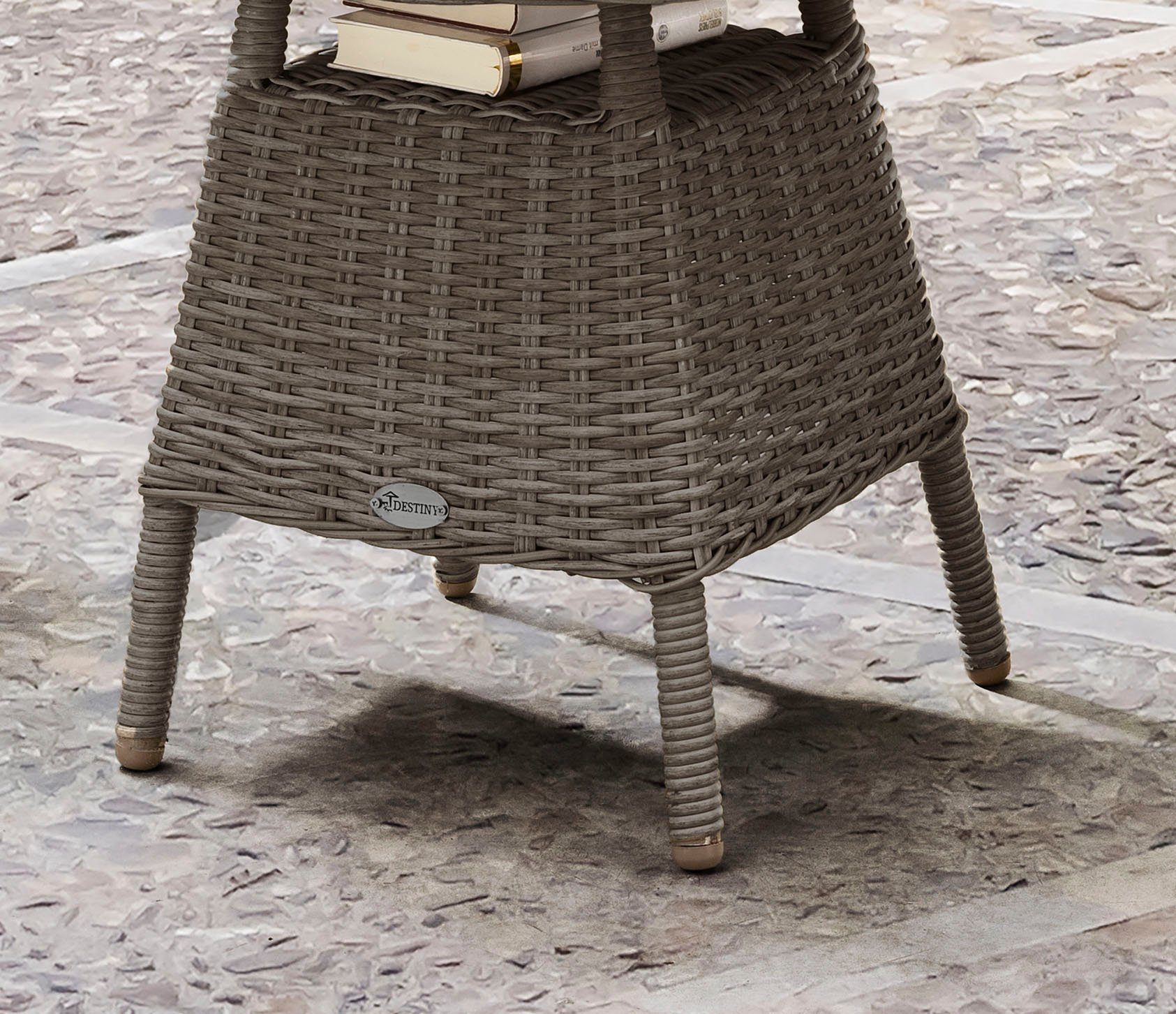 Destiny Gartentisch MALAGA, Ø: 60cm x H: 55cm, Aluminium, Polyrattan