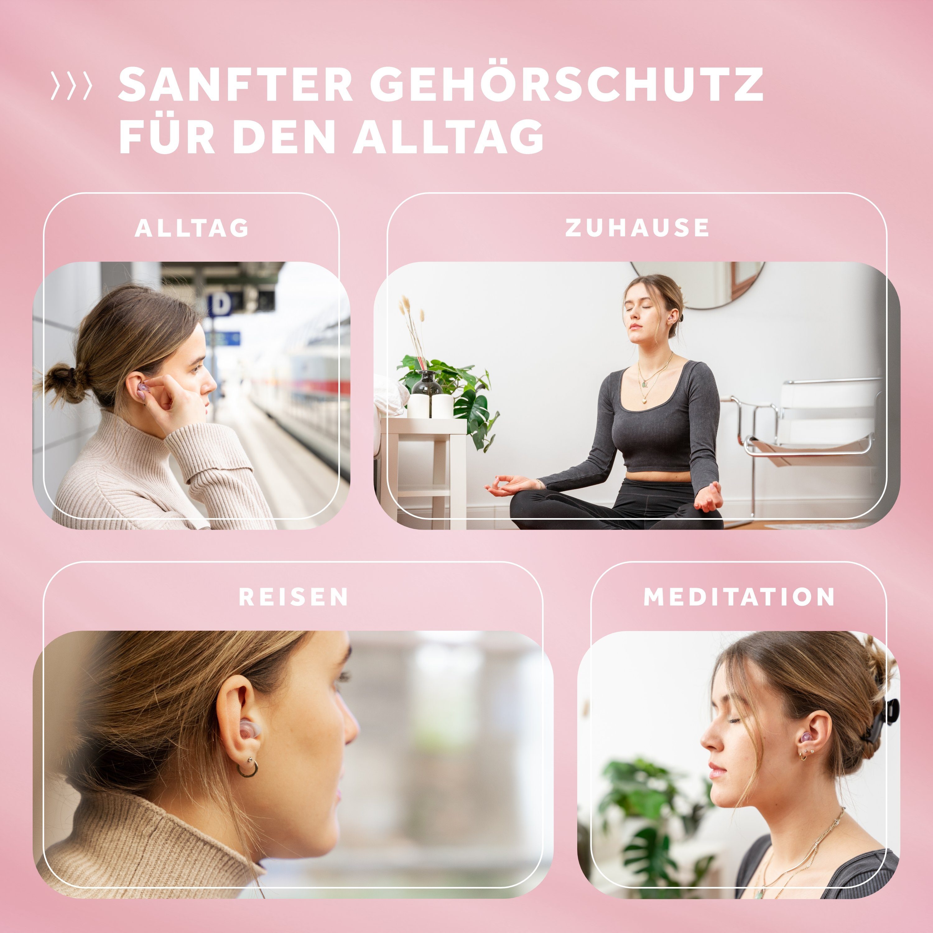 Schallwerk Gehörschutzstöpsel SCHALLWERK ® Filter Gehörschutz Women+ Pinke speziell für Ohrstöpsel Frauen