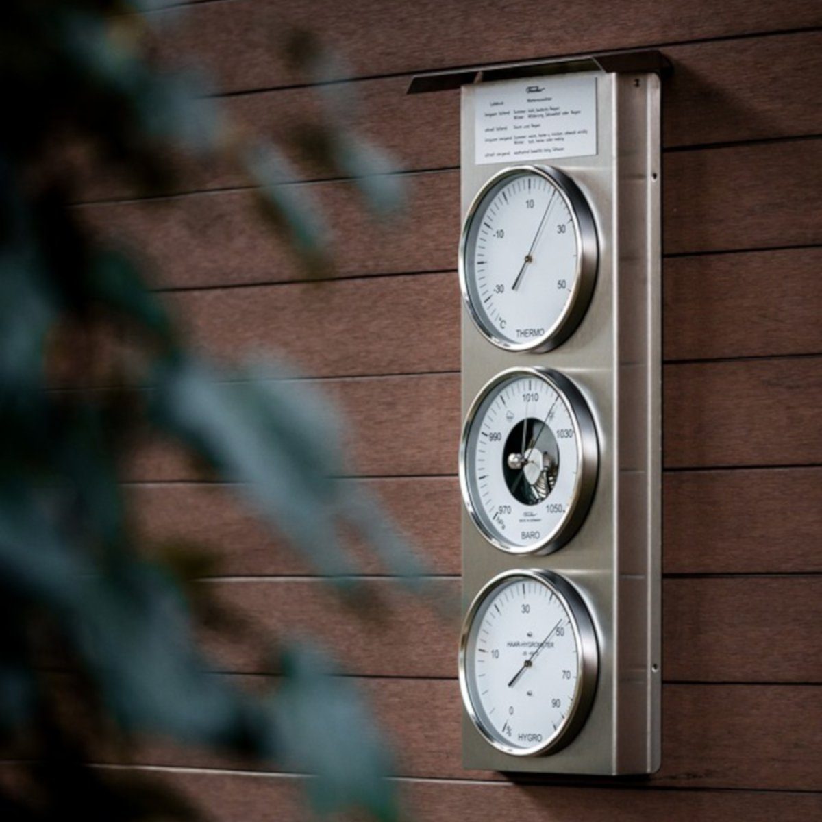 Fischer Barometer Außenwetterstation mit Wetteraussichten Innenwetterstation