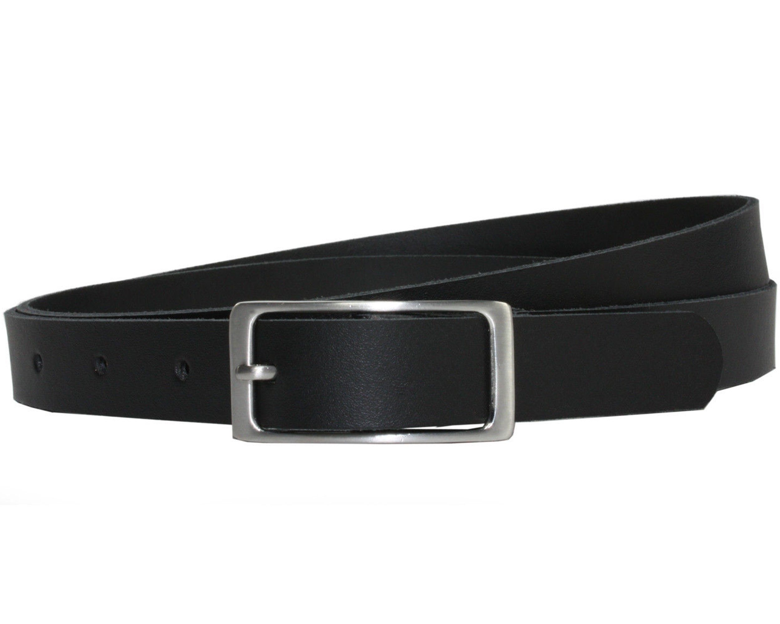 COLOGNEBELT Ledergürtel A1-SL Schwarzer Ledergürtel im klassischen Design, mit silberner eckiger Gürtelschnalle