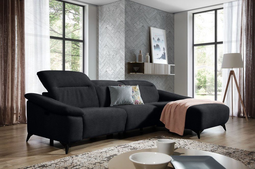 Stylefy Ecksofa Gabbiana, L-Form, Eckcouch, mane links oder rechts bestellbar, frei im Raum stellbar, Modern Design, inklusive Kopfteilverstellung, Relaxfunktion