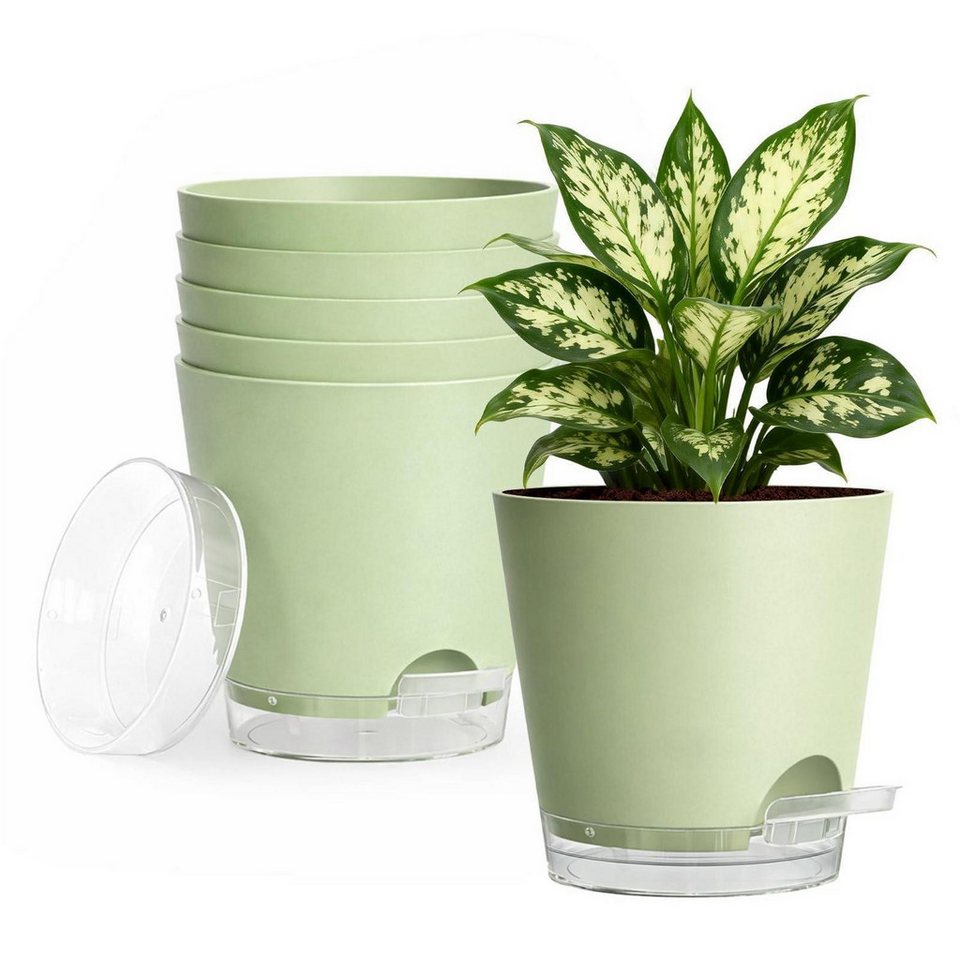 LuxusKollektion Blumentopf Blumentopf 15cm Selbstbewässerung Saugkern Grün 6
