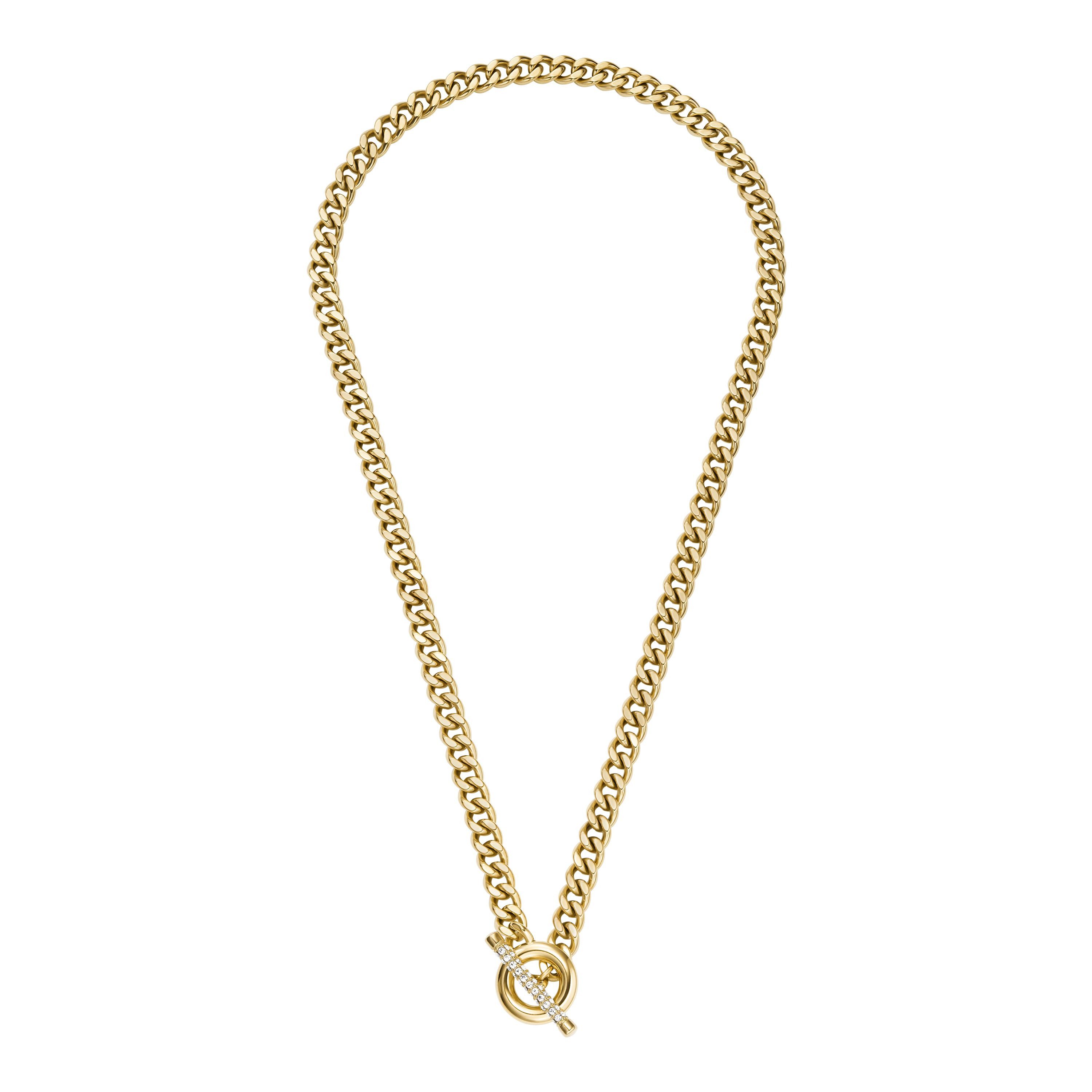 Fossil Kette ohne Anhänger Schmuck Geschenk Edelstahl CARLIE T-BAR, mit Glasstein