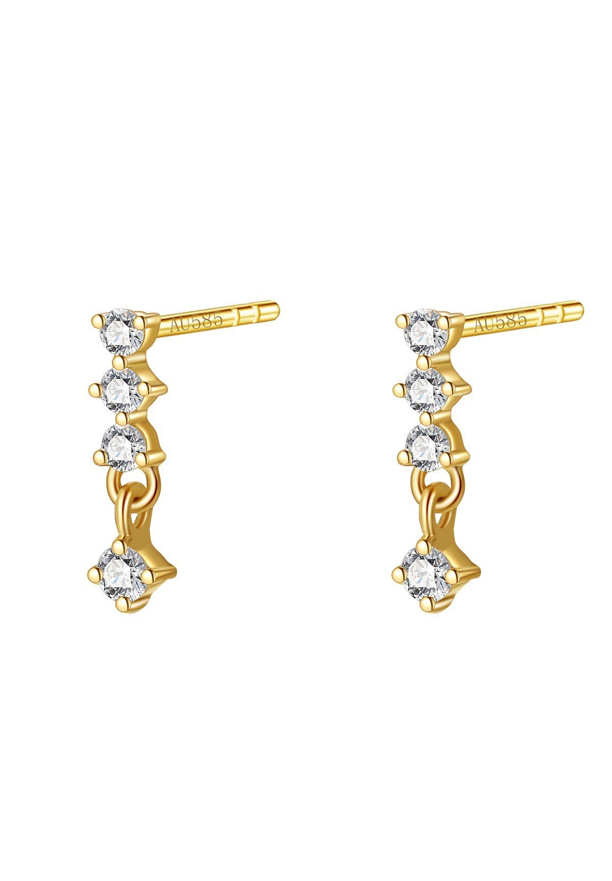 Dear Me Paar Ohrstecker Tropfen Zauber, für Damen, Kleine 14K 585er Gold Ohrhänger, Echtgold Schmuck