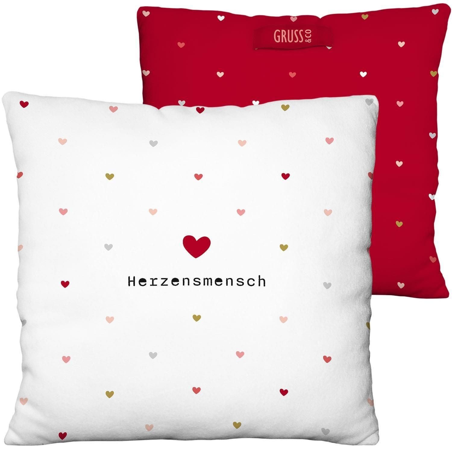 Sheepworld Dekokissen Plüschkissen mit Motiv ""Herzensmensch""