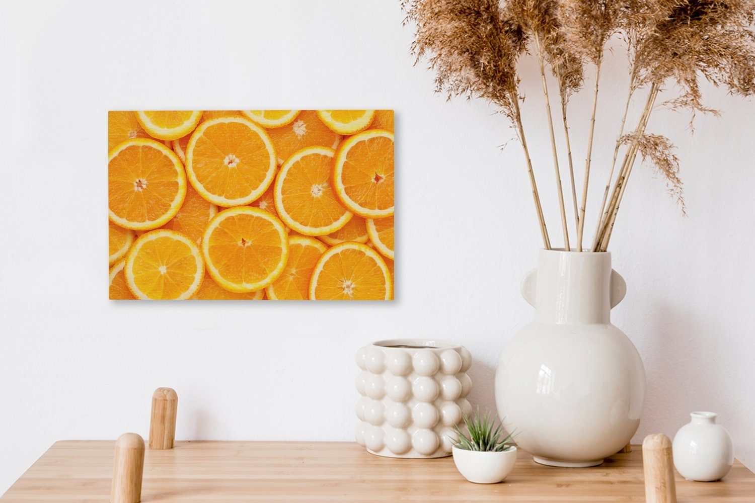 Aufhängefertig, Leinwandbild OneMillionCanvasses® cm Wandbild 30x20 Orange Leinwandbilder, (1 Orange, - Obst - Wanddeko, St),