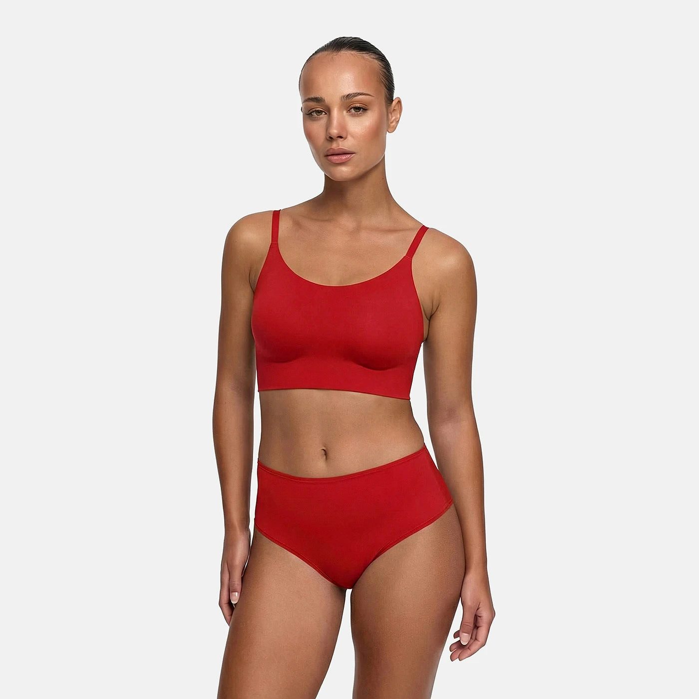 cfab (creamy fabrics) Bügelloser BH Scoop Neck BH-Fire Red-S (1-tlg)