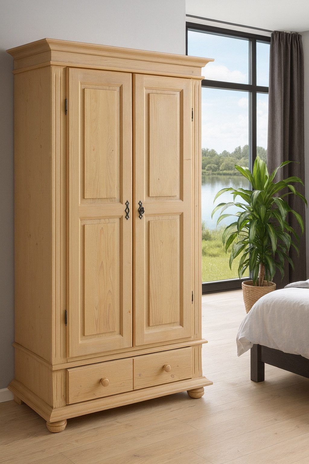 bv-vertrieb Kleiderschrank Kleiderschrank Fichte natur Mehrzweckschrank Garderobenschrank #3404