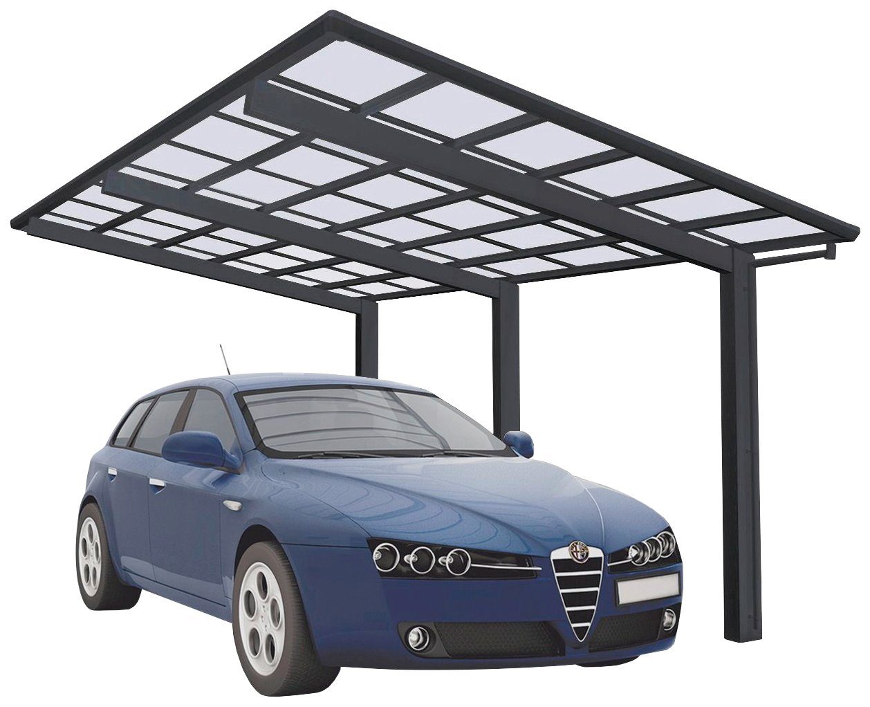 Ximax Einzelcarport 240 cm, cm Linea XS-schwarz, 110 Einfahrtshöhe, Sonderlänge/Breite BxT: Typ 243x556 Aluminium