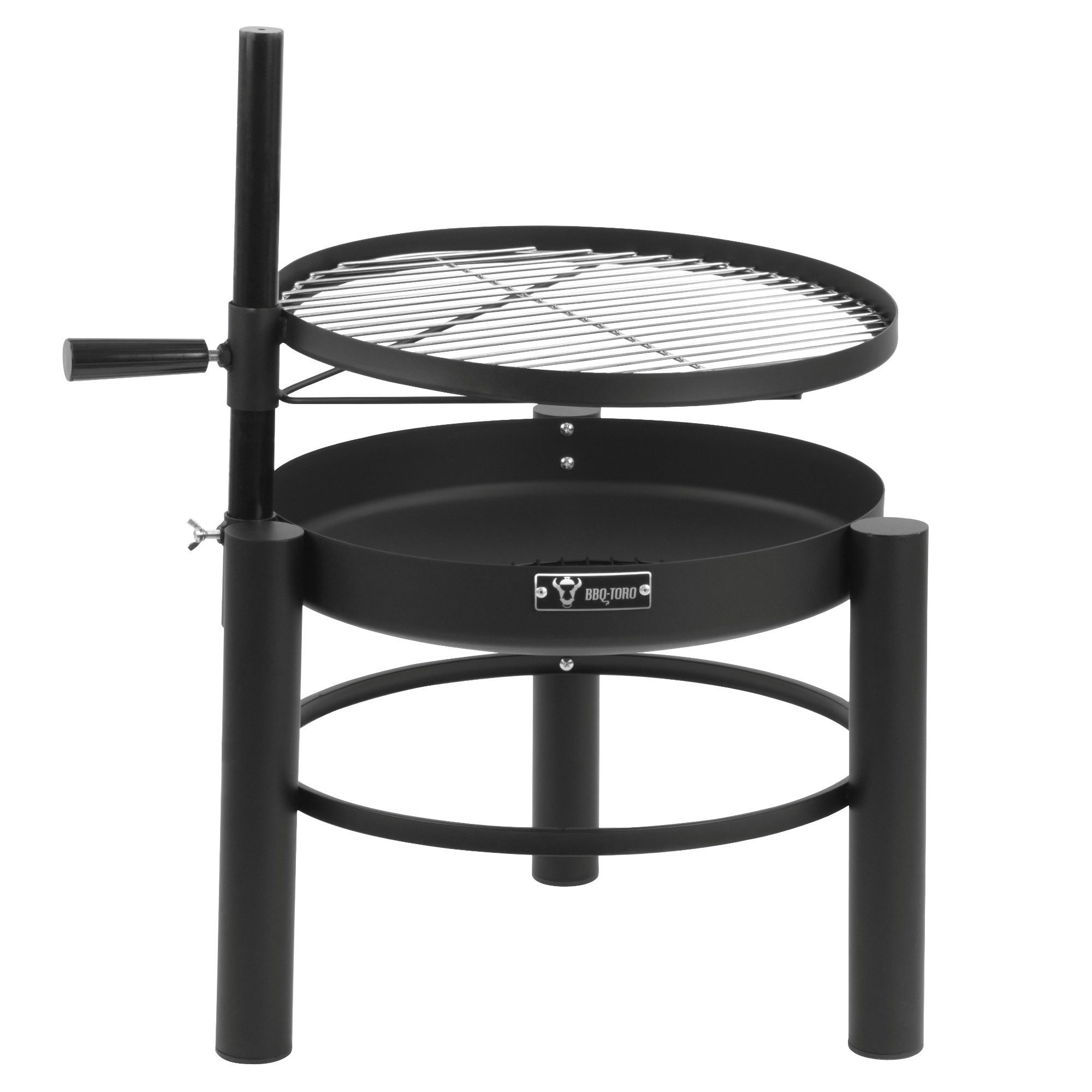 BBQ-Toro Holzkohlegrill Feuerschale mit Grillrost Ø 50 cm, Höhenverstellbarer Grillrost, Seitlich ausschwenkbares Grillrost