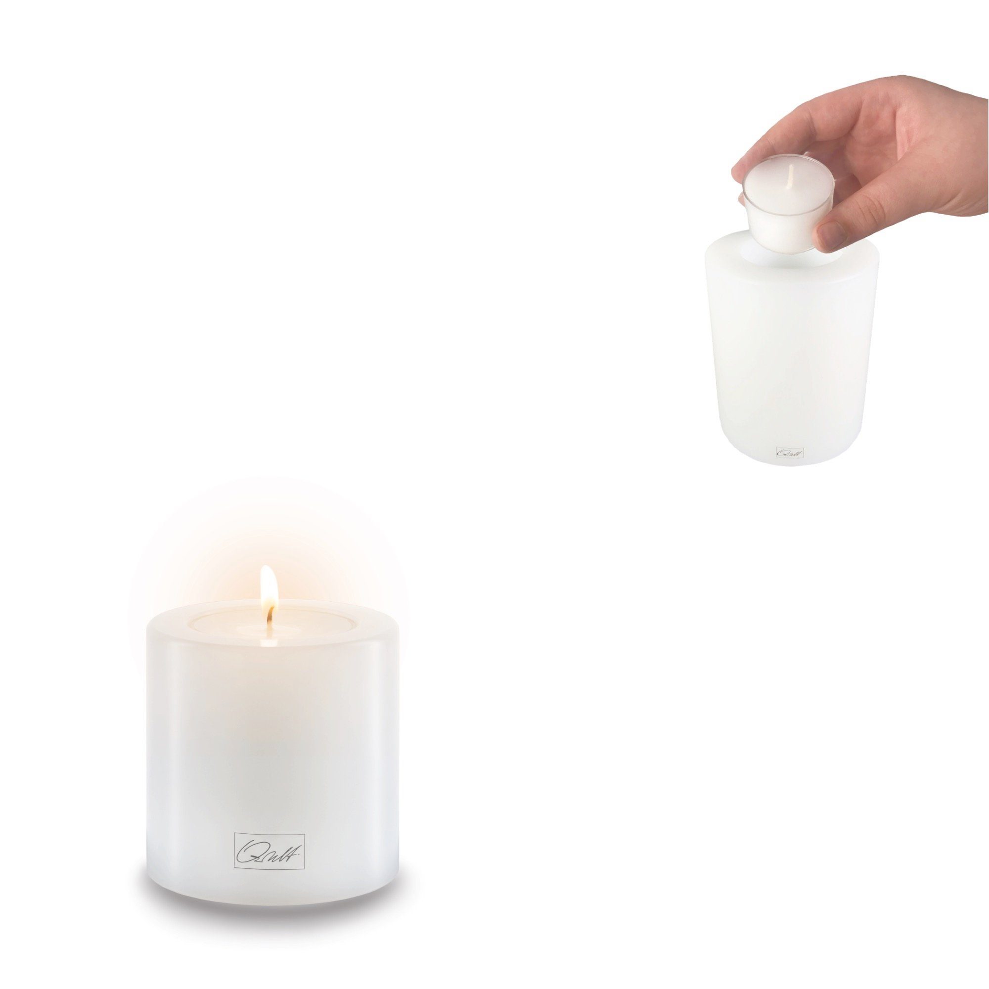 Qult Teelichthalter Qult Farluce Trend - Durchm. 6cm Teelichthalter in Kerzenform Dauerkerze Kunststoffkerze in Kerzenoptik Teelichtkerze mit Teelichteinsatz inkl, Teelicht