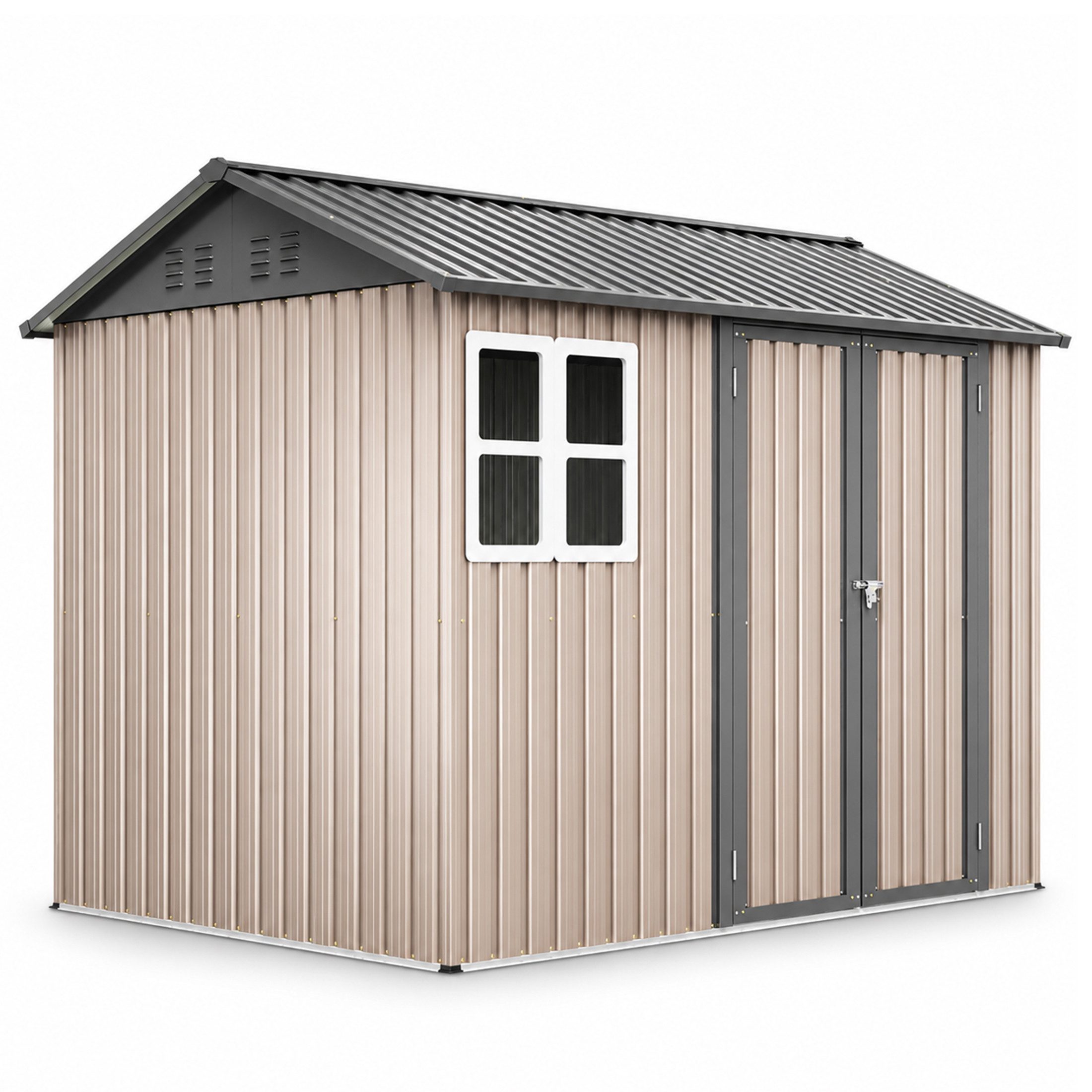 Thanaddo Gartenhaus Gartenhaus aus Metall mit Fenstern, (Metallhütte (8 x 6 Fuß), 251×180×201cm) – Bild 3 von 5