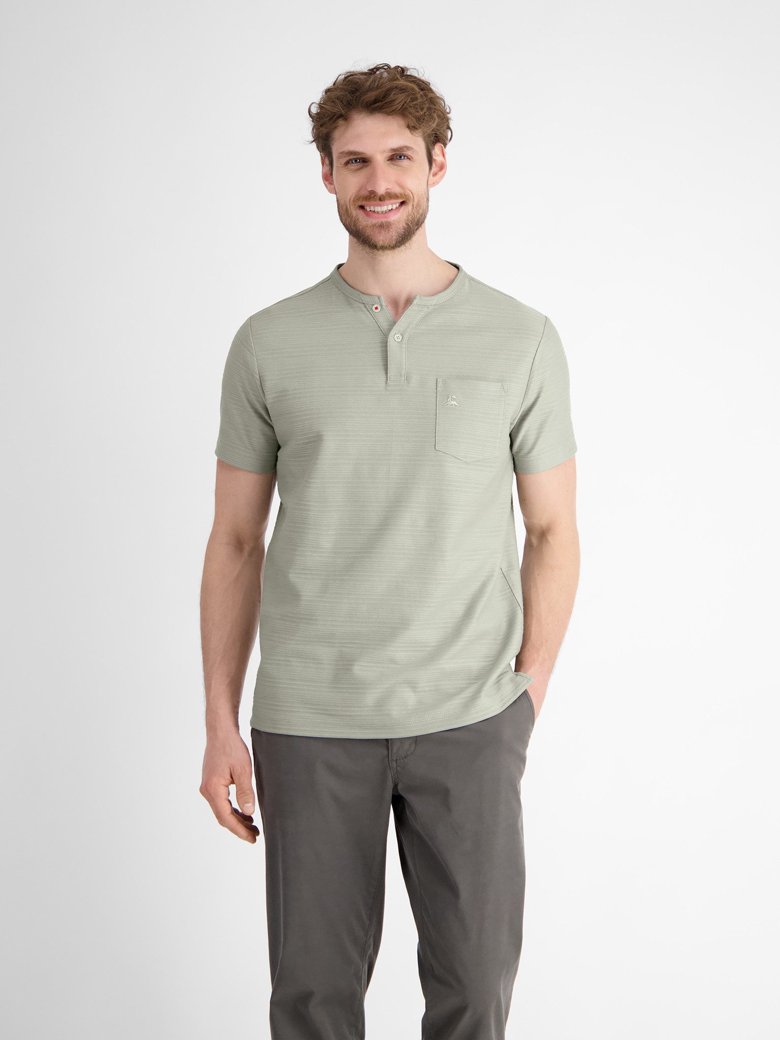 LERROS Kurzarmshirt mit Serafino-Kragen und Knopfleiste günstig online kaufen