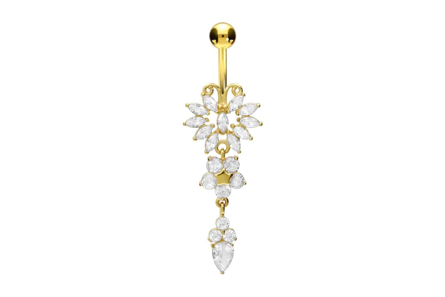 Bauchnabelpiercing Chirurgenstahl Bananabell SCHMETTERLING + BLUME