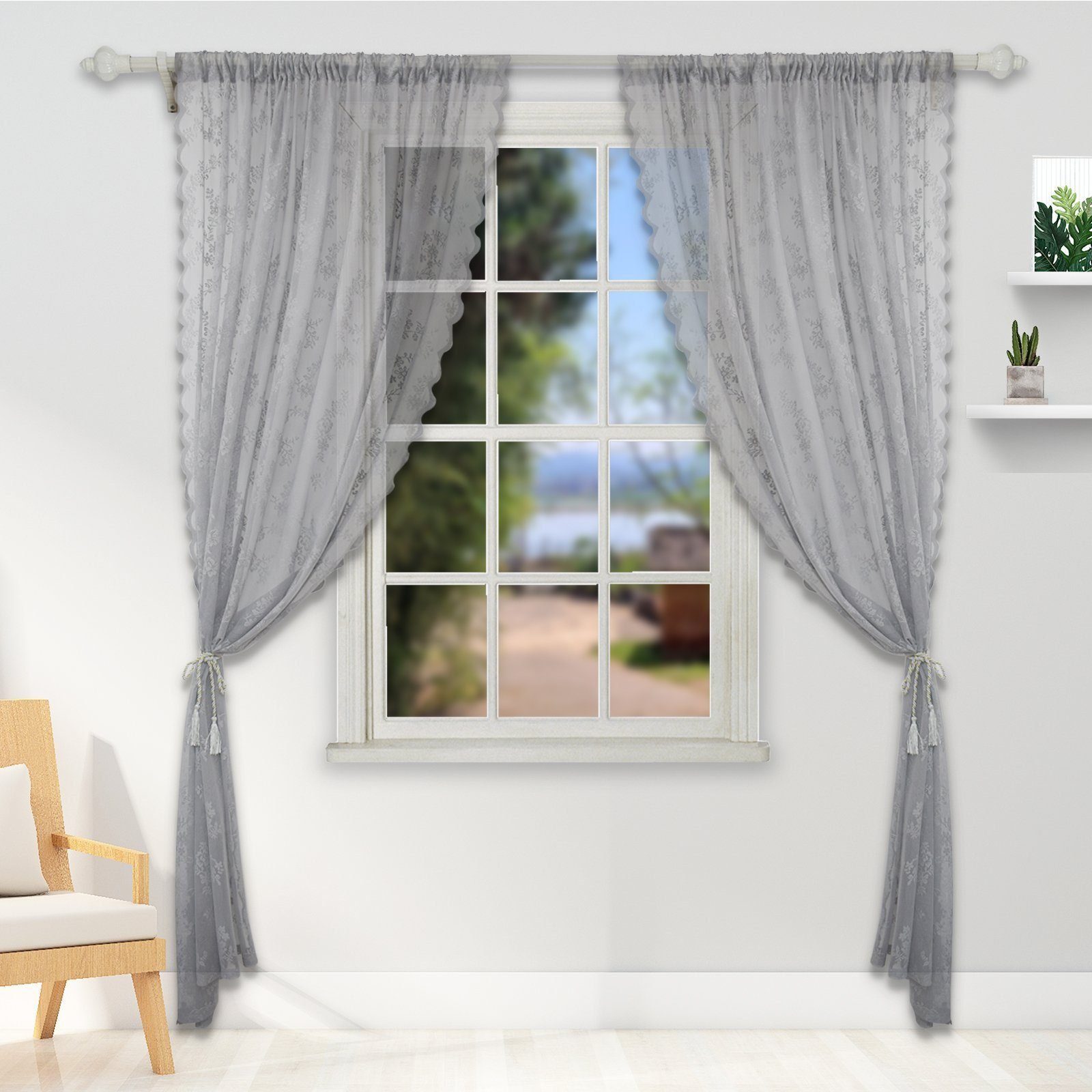 BYSURE Gardine, Stangendurchzug (2 St), halbtransparent, günstig online kaufen