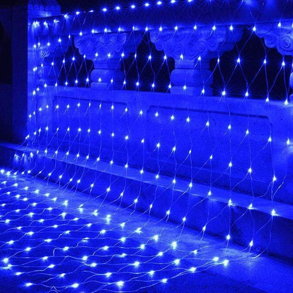 MUPOO LED-Lichternetz Lichternetz,Lichterkette Zimmer Modi Lichtketten Stecker Blau Lichtervorhang 96-flammig, mit für Fernbedienung LED Weihnachten Deko Netz 8 mit Timer