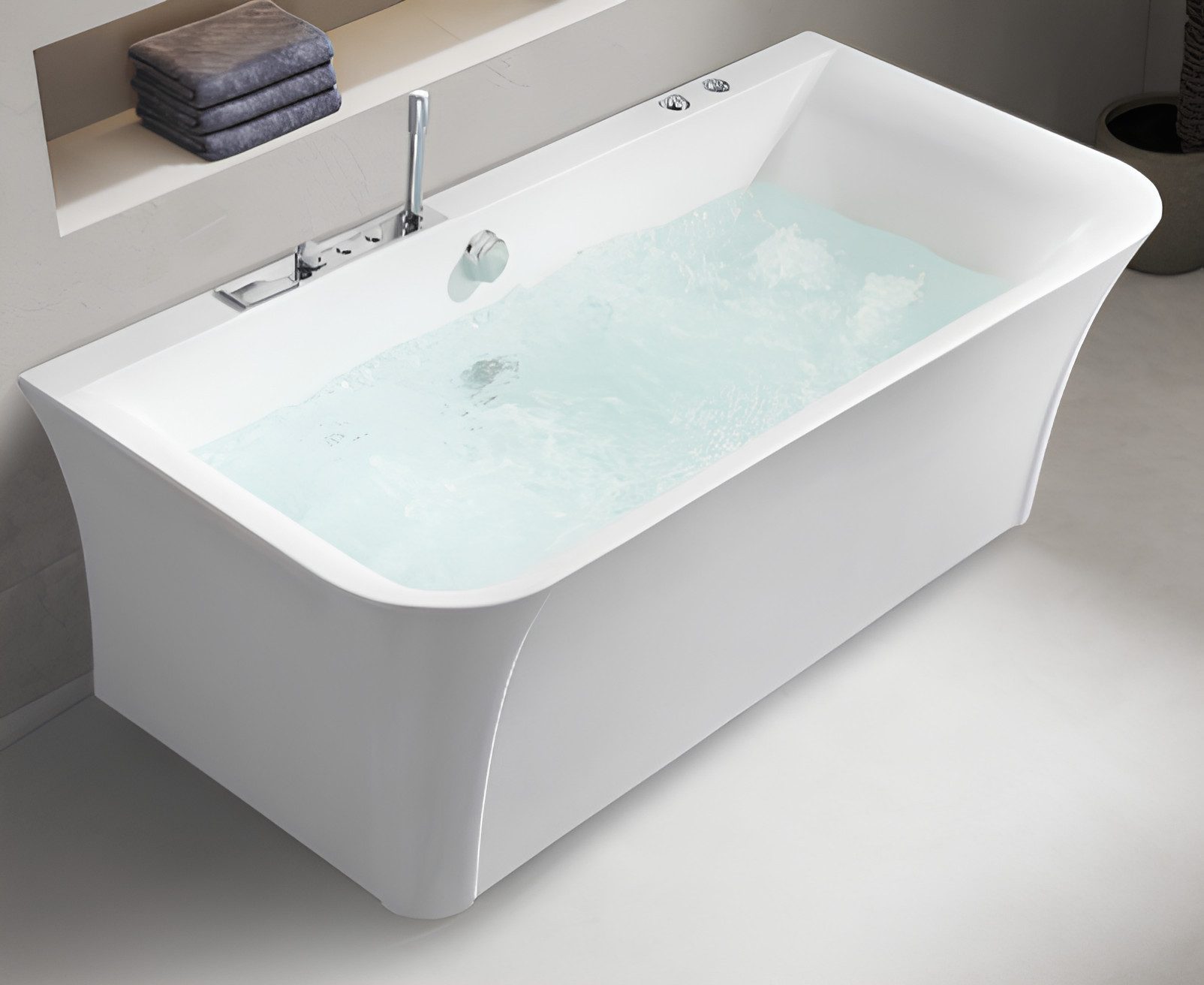 JVmoebel Whirlpool-Badewanne Whirlpool Badewanne in Weiß mit Blasenfunktion für Zuhause, (1-tlg), Made in Europa