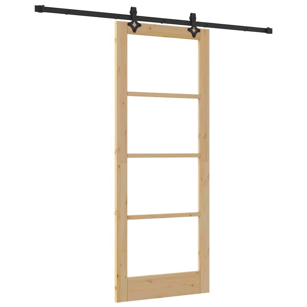 vidaXL Haustür Schiebetür Sonstiges Braun 83 x 211 cm Holz und Metall (1-St)