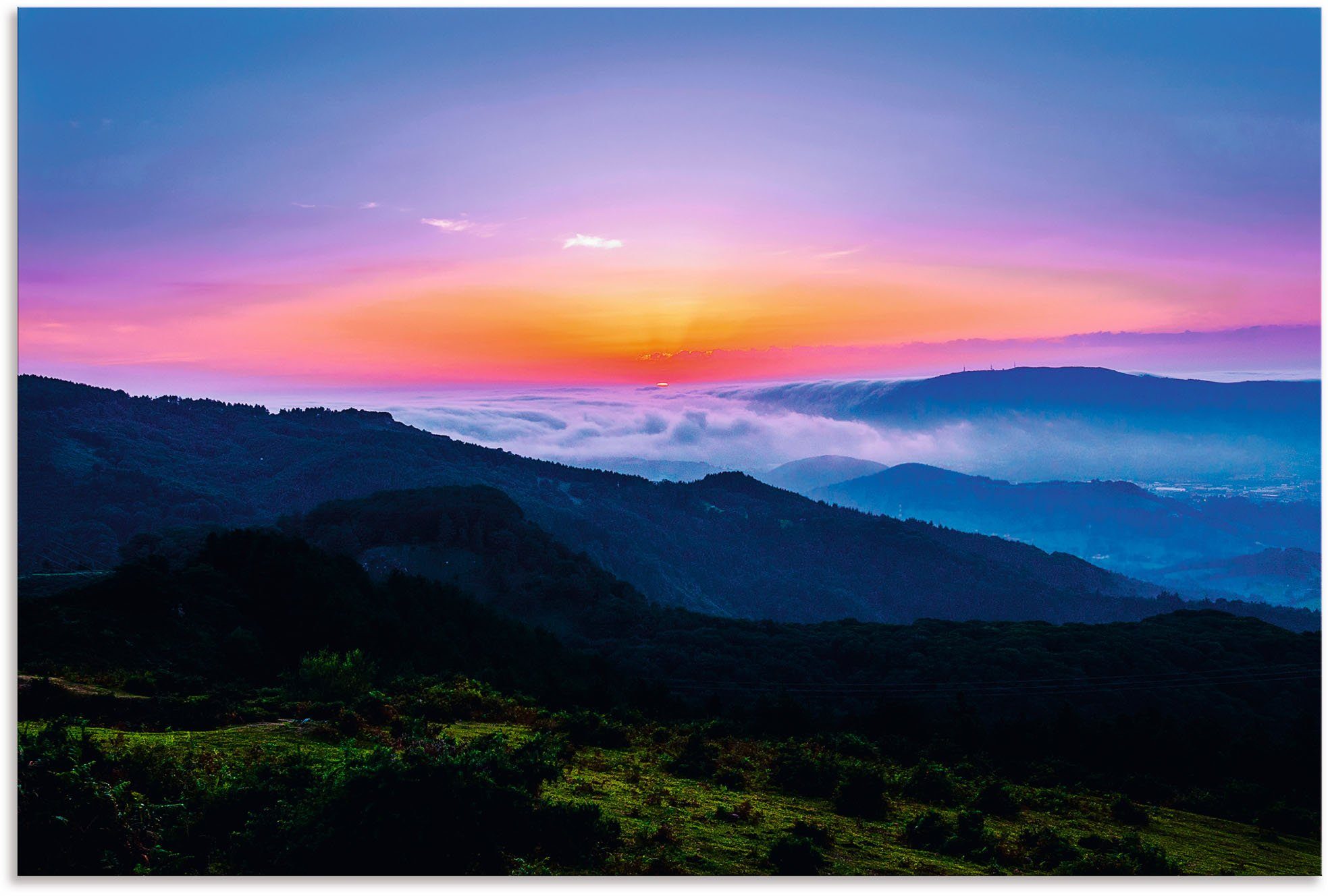 Artland Wandbild Morgenstimmung in den Bergen Asturiens, Bilder vom Sonnenuntergang & -aufgang (1 St), als Alubild, Leinwandbild, Wandaufkleber oder Poster in versch. Größen