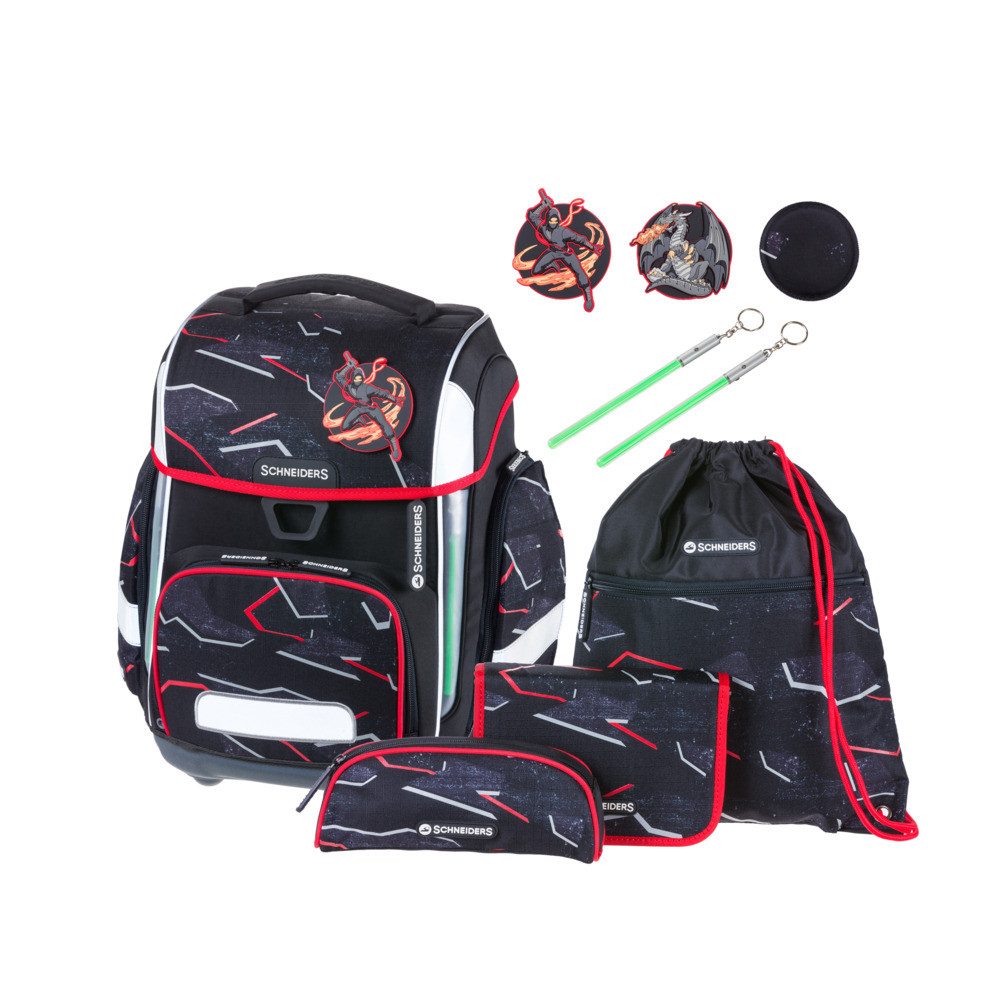 Schneiders Vienna Schulranzen SCHNEIDERS Schulranzenset Ergolite Dragon Hero schwarz 9 Teile