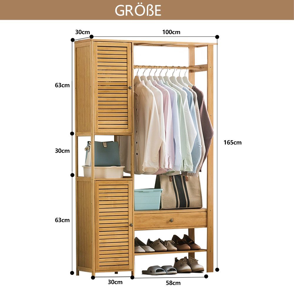 WAOHO Kleiderständer Kleiderständer Garderobenständer Bambus, mit Schrank u günstig online kaufen