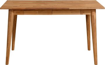 Home affaire Schreibtisch Scandi, aus massivem Eichenholz, Breite 140 cm, mit Schubladen