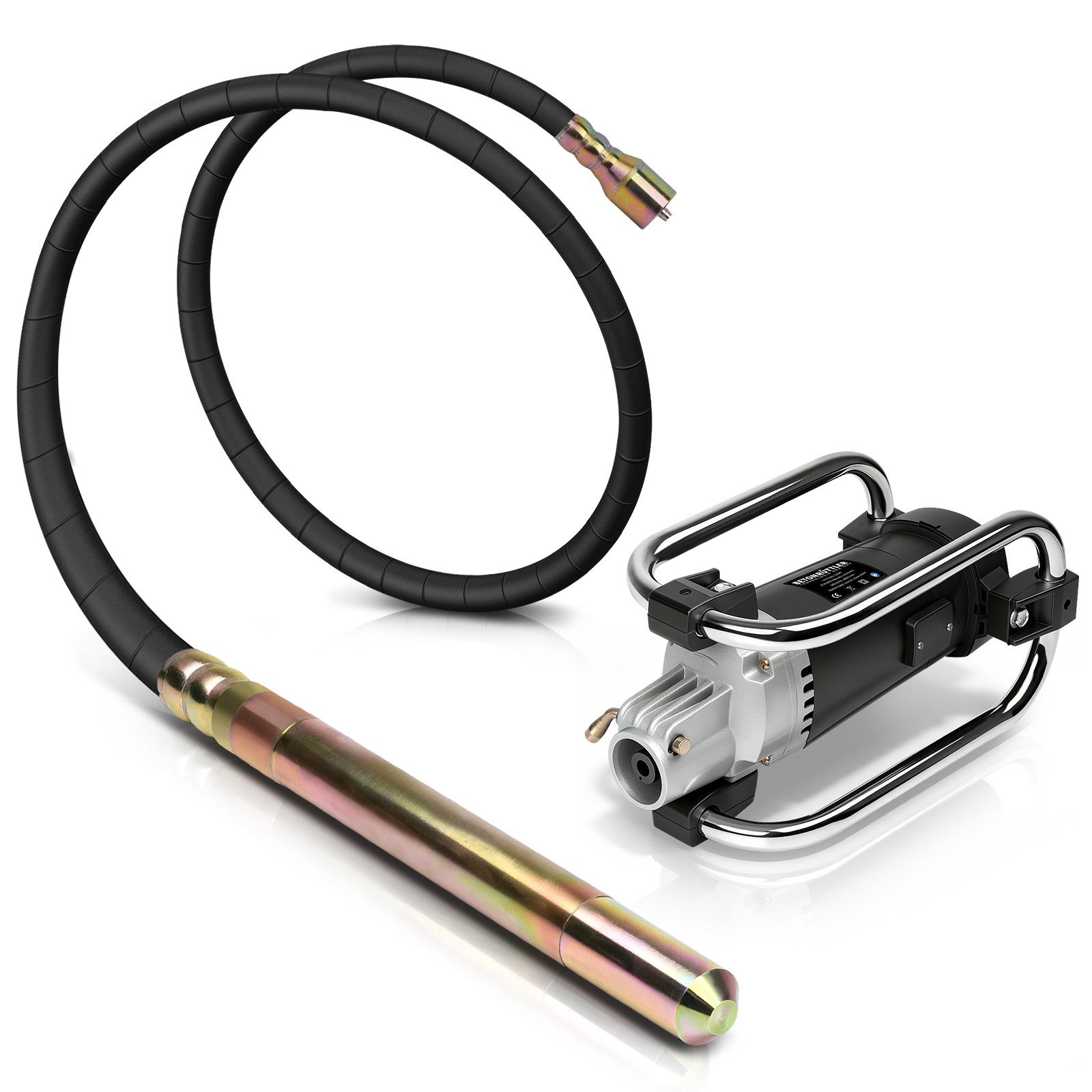 XERSEK Betonmischer 3200W Betonrüttler mit Ø35mm Rüttelstab 4m Flexwelle Stoßfest Rahmen, (Motor + Weichwelle), 6800rpm, Isoliertes Aluminiumgehäuse, Elektrisch Betonverdichter