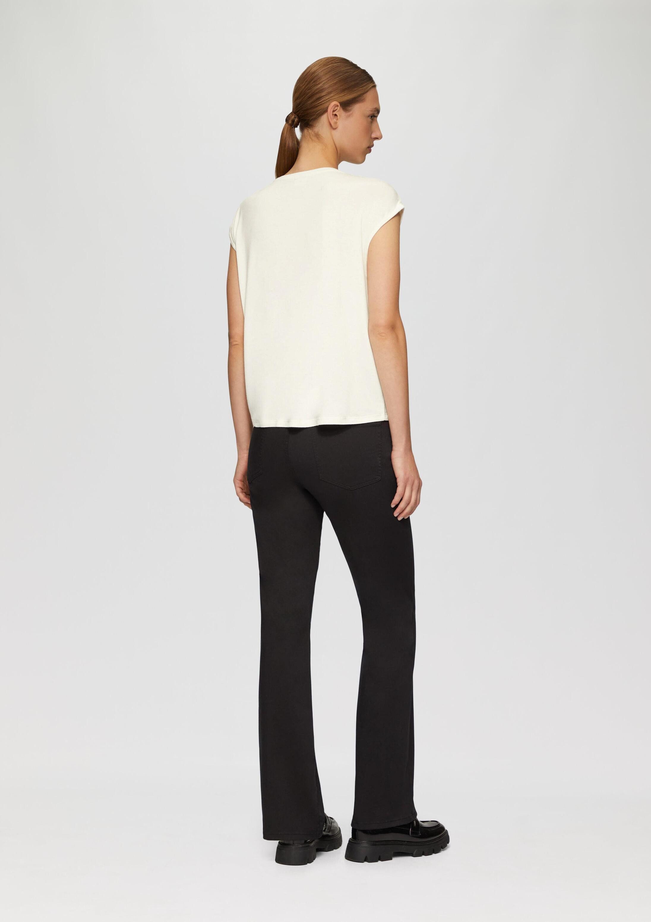 s.Oliver Kurzarmshirt T-Shirt Shirt aus Viskosemix mit Pailletten