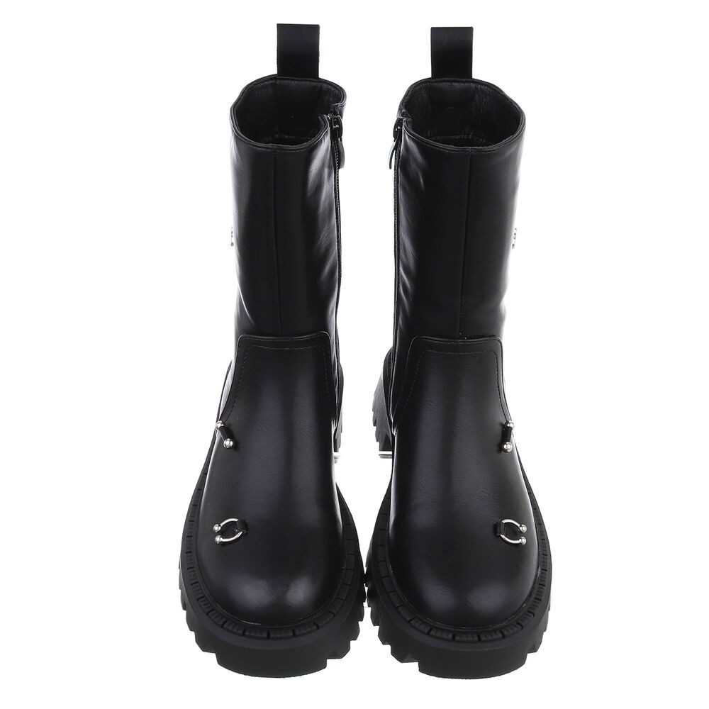 Ital-Design Damen Bikerschuhe Biker Westernstiefelette (87451861) Blockabsatz Stiefeletten in Schwarz – Bild 4 von 5