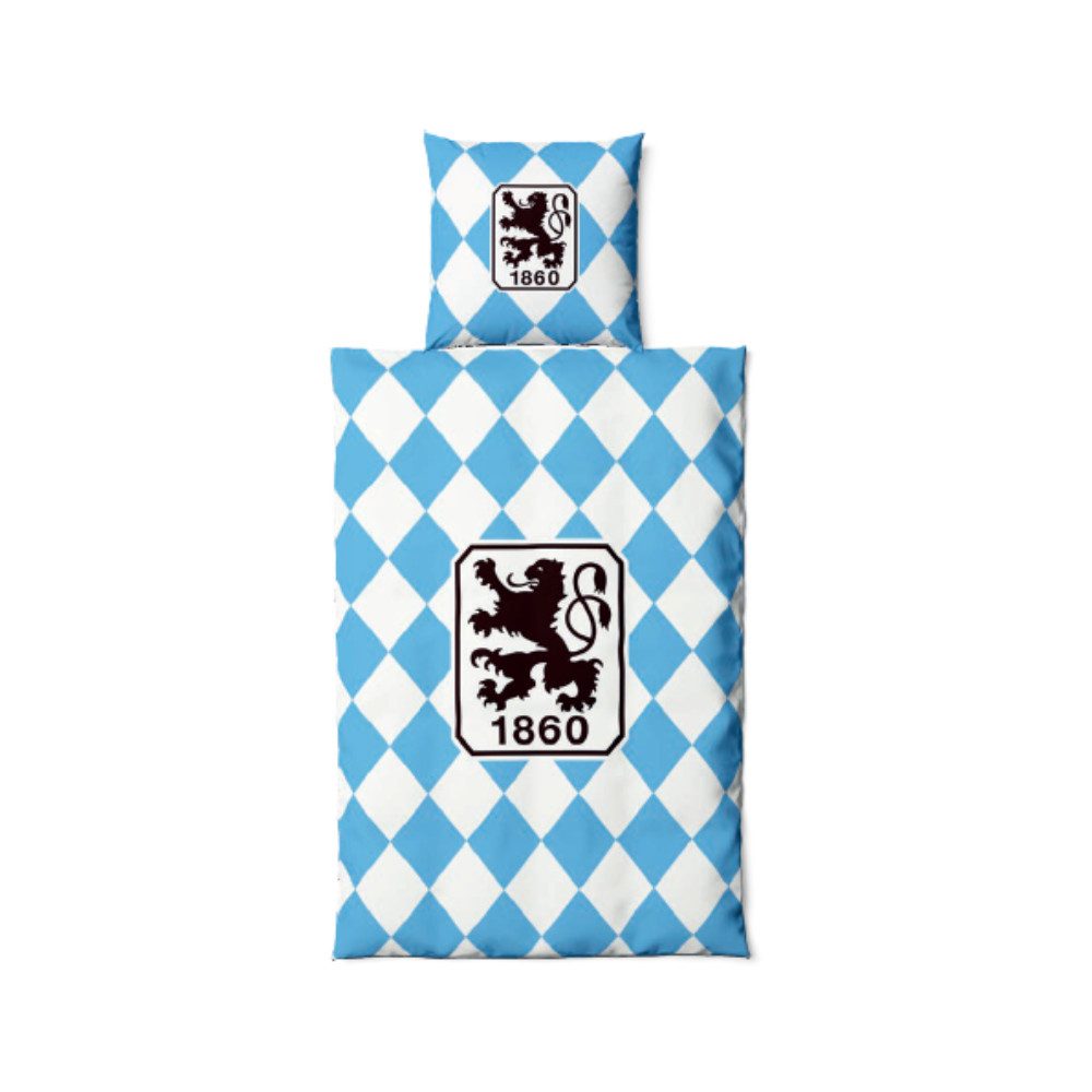 TSV 1860 München Bettwäsche TSV 1860 München Bettwäsche Raute weiß/hellblau