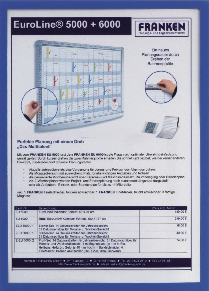 FRANKEN Fächermappe Dokumentenhalter selbstklebend A5 blau VE=5 Stück