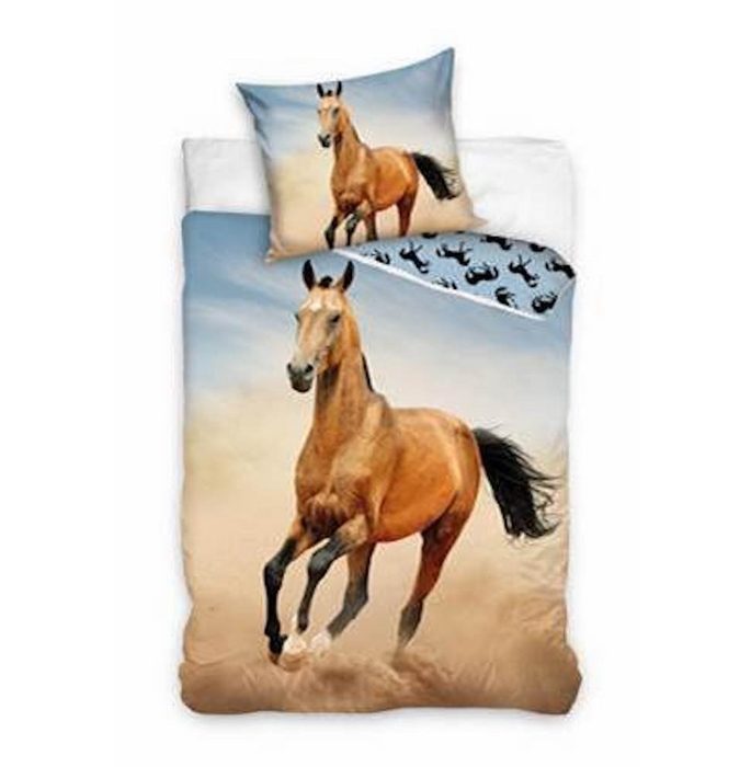 Bettwäsche Pferde am Strand Größe: 135x200 cm 80x80 cm Baumwolle mehrfarbig Häßler Homefashion Baumwolle