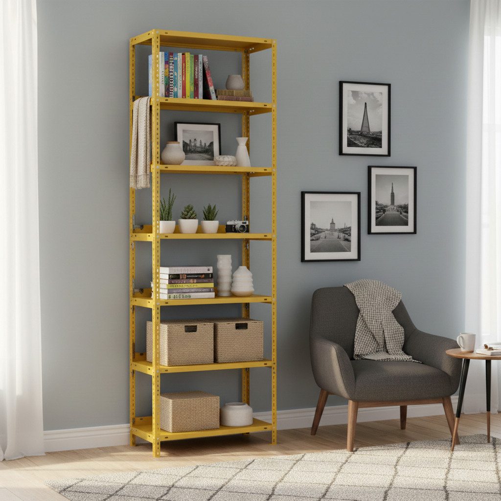 PROREGAL® Schwerlastregal Wohnregal Metallregal MAGNUS 220x75x30cm mit 7 Stahlplatten-Ebenen, Desgin Made in Germany Pulverbeschichtet 60kg/Ebene 420kg Gesamtlast