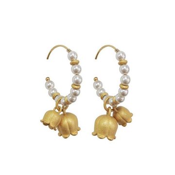 SOTOR Paar Ohrhänger Mode Metall baumelnde Perlen Ohrringe Damenschmuck Braut-Ohrringe, Maiglöckchen, Perlenohrringe, Geeignet für Hochzeiten, Partys