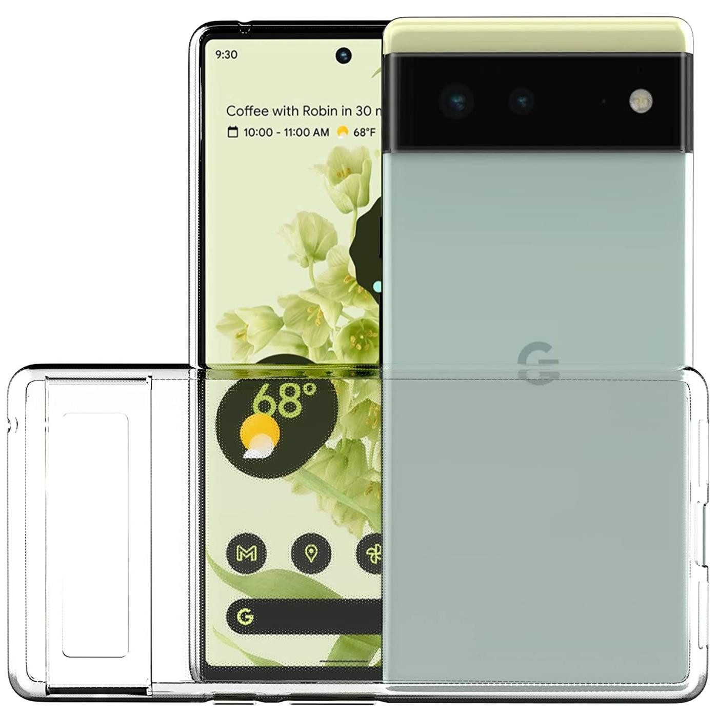 CoolGadget Handyhülle Silikon Handy Hülle Slim für Google Pixel 6 6,4 Zoll, dünne TPU Schutzhülle Case in transparent / durchsichtig