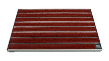 Fußmatte Emco Eingangsmatte DIPLOMAT + Rahmen 25mm Aluminium, Large Rips Rot, Emco, rechteckig, Höhe: 25 mm, Größe: 750x500 mm, für Innen- und überdachten Außenbereich
