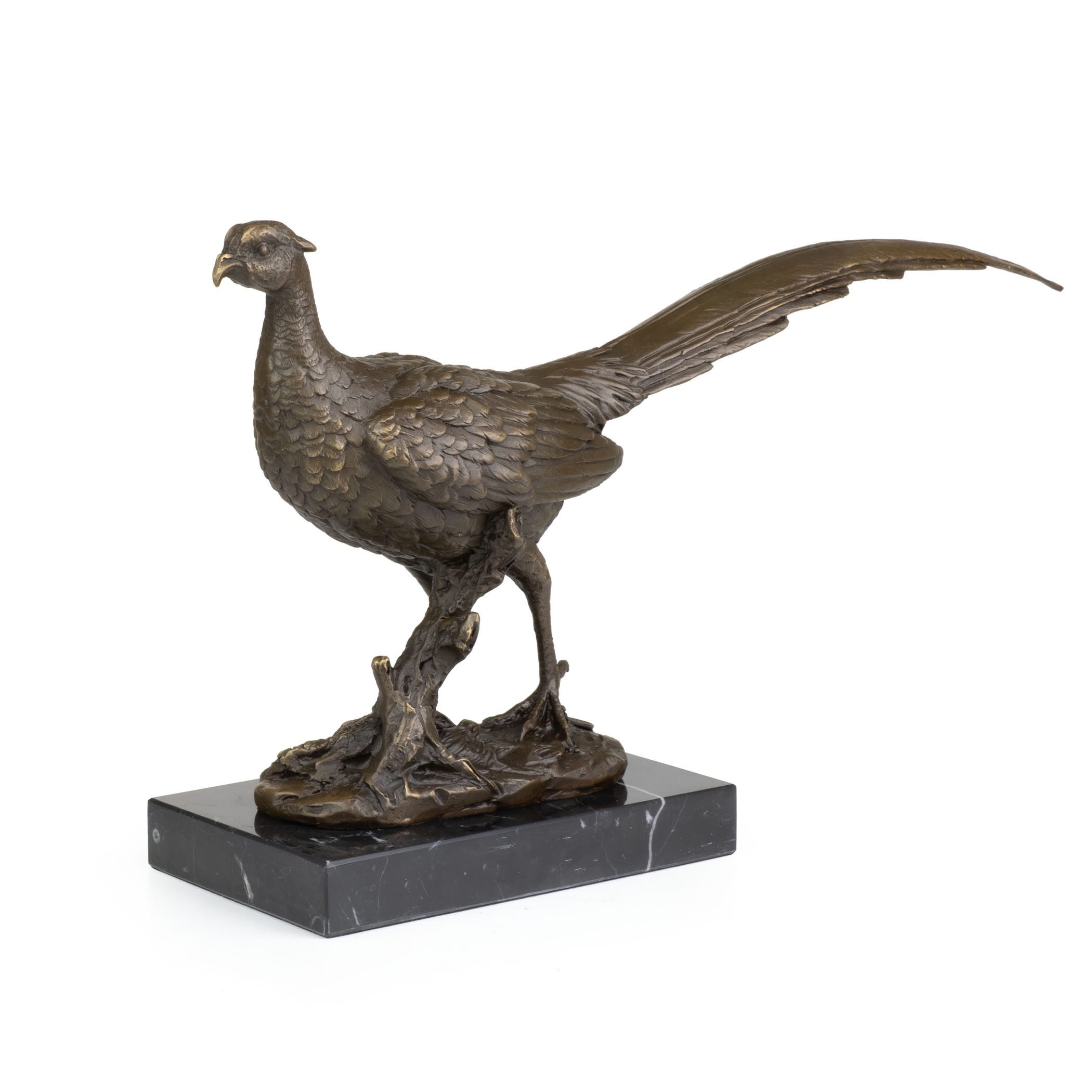 Moritz Tierfigur Fasan Bronze Dekofigur auf Marmorsockel H 19 cm Vogelskulptur (Einzelartikel, kein Set)