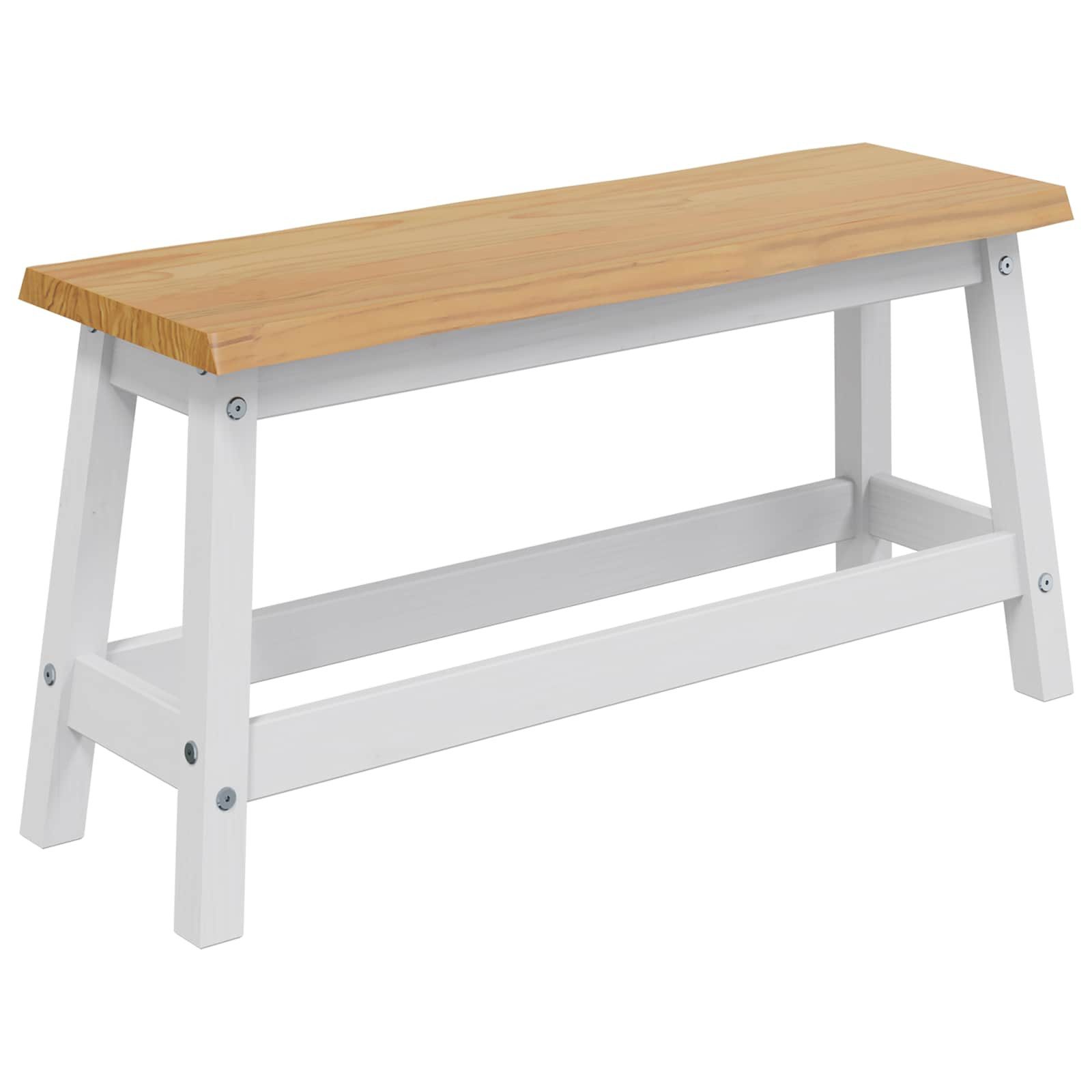 vidaXL Essbank Esstischbank EKAI Weiß 91,5 x 29 x 45,5 cm Massives Kiefernholz (1-St)