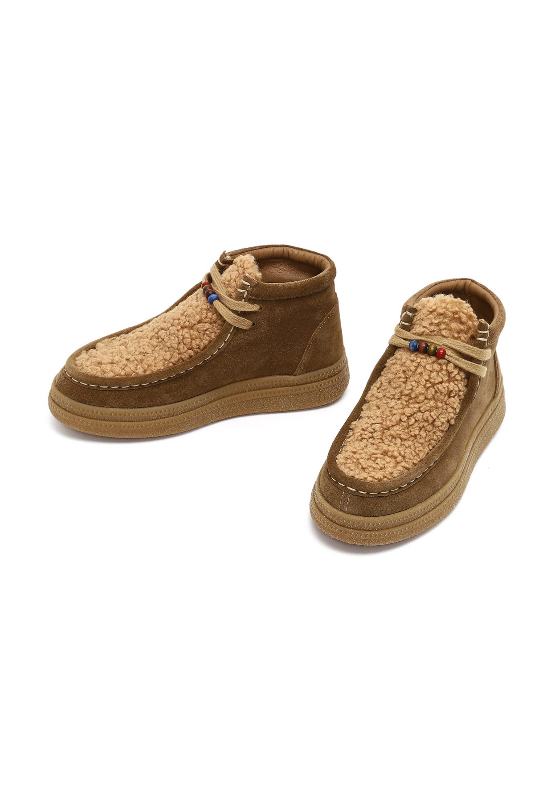 Derimod Teddy-Stiefel aus Veloursleder Ankleboots Plüschfutter, EVA Sohle, Absatz 3 cm