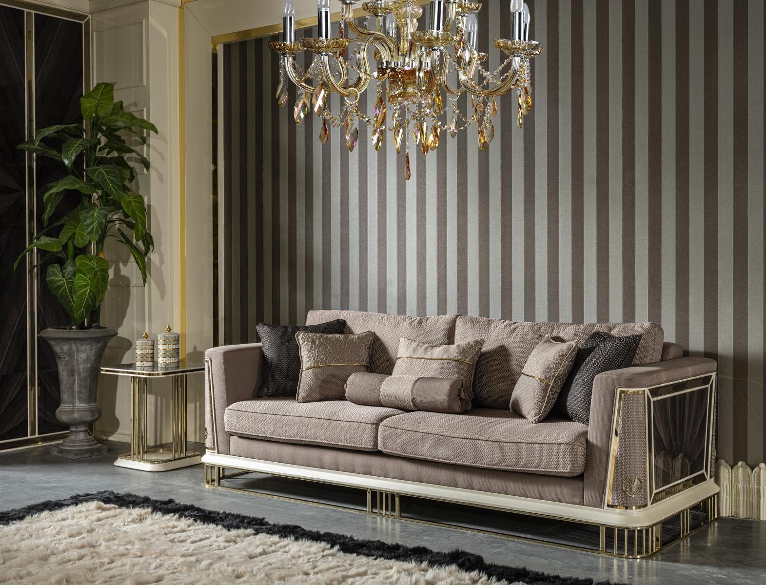 JVmoebel Sofa Sofa 3 Sitzer Braun Wohnzimmer Luxus Design Elegantes Stil Möbel Sofas, Made in Europe